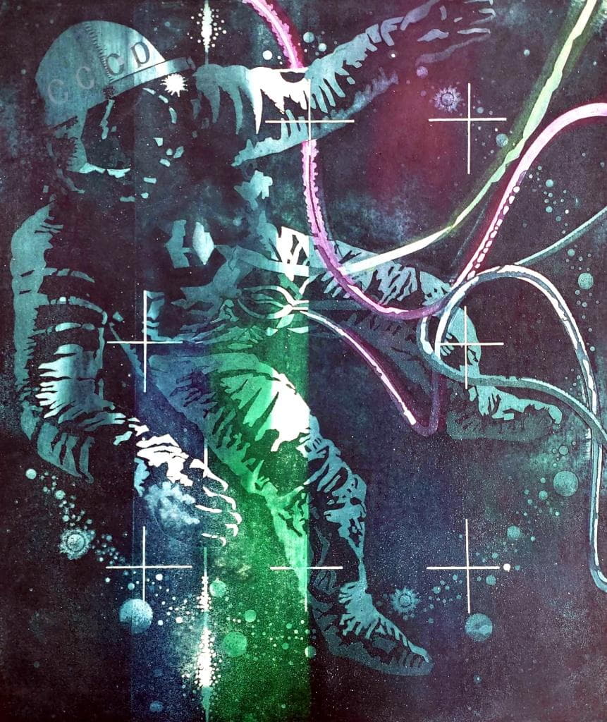 Орлов И.В. «Высота взята», 1985 год. Бумага, цветная акватинта.