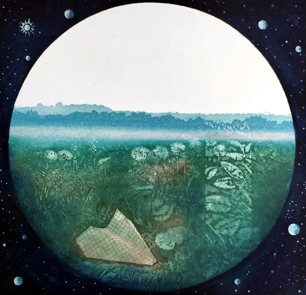 Орлов И.В. «Колыбель» из серии «Мирный космос», 1985 год. Бумага, цветная акватинта.