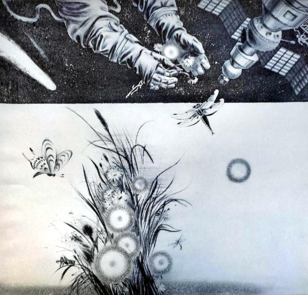  Джолос-Соловьёв Е.Е. Триптих «Единство» лист 2, 1986 год. Бумага, акватинта, сухая игла, лавис.
