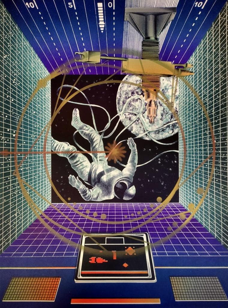 Орлов И.В. «Космическая смена» из серии «Шаги будущего. Институт Патона», 1987 год Бумага, цветная литография.