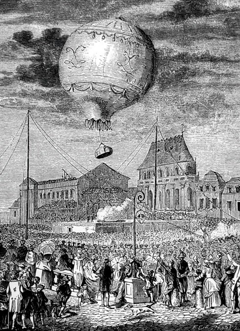 Иллюстрация из книги Том I. «История воздухоплавания и его современное состояние».1910 г. 19.09.1783 г. Рис. № 13. Монгольфьер, запущенный в Версале. В корзине находились петух, утка и баран. (Из фондов ФГБУК «Музей-заповедник Ю.А. Гагарина»). Иллюстрация из книги Том I. «История воздухоплавания и его современное состояние».1910 г. 19.09.1783 г. Рис. № 13. Монгольфьер, запущенный в Версале. В корзине находились петух, утка и баран. (Из фондов ФГБУК «Музей-заповедник Ю.А. Гагарина»).